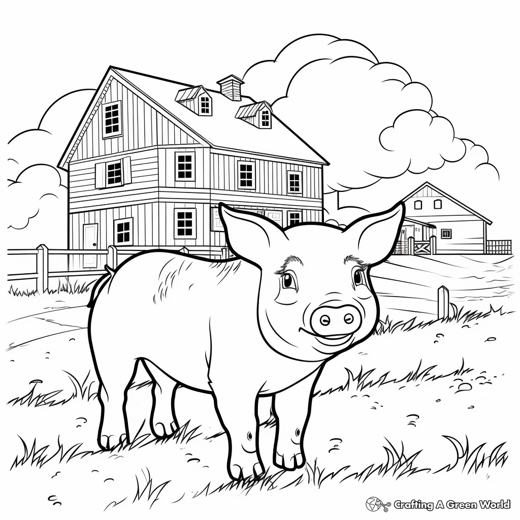 Farmhouse Pig Coloring Pages 4