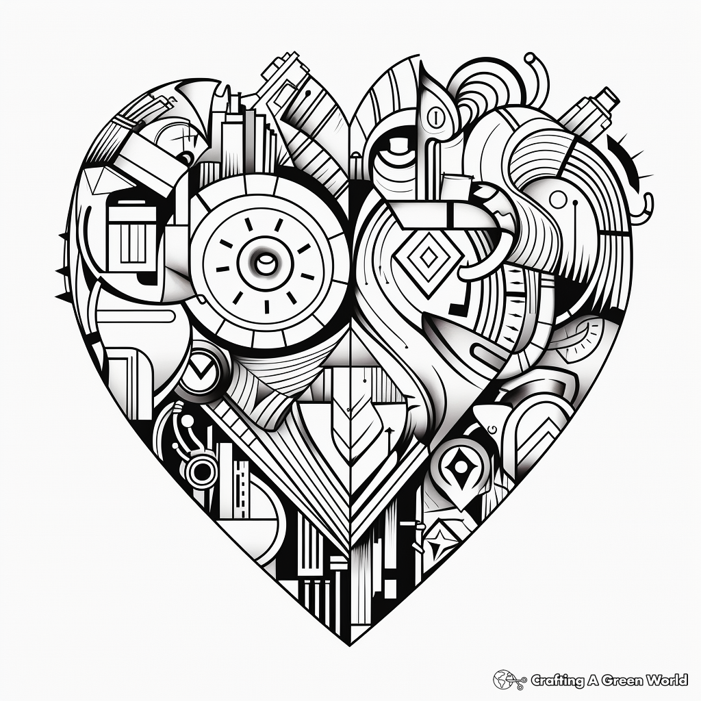 Fascinating Abstract Heart Coloring Pages 2