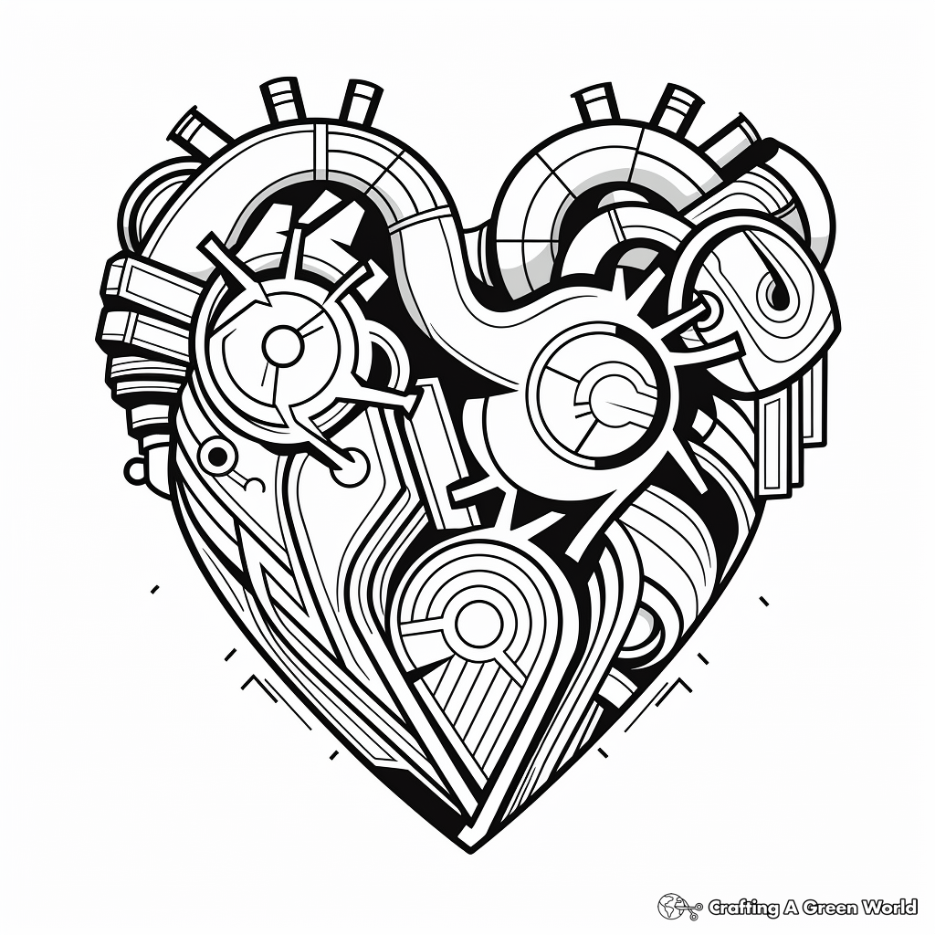 Fascinating Abstract Heart Coloring Pages 4