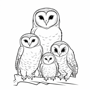 Fascinating Barn Owl Family Coloring Pages 1