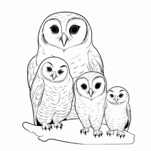 Fascinating Barn Owl Family Coloring Pages 3