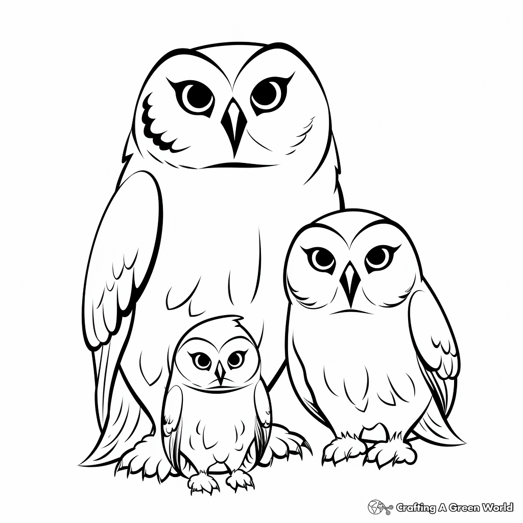Fascinating Barn Owl Family Coloring Pages 4