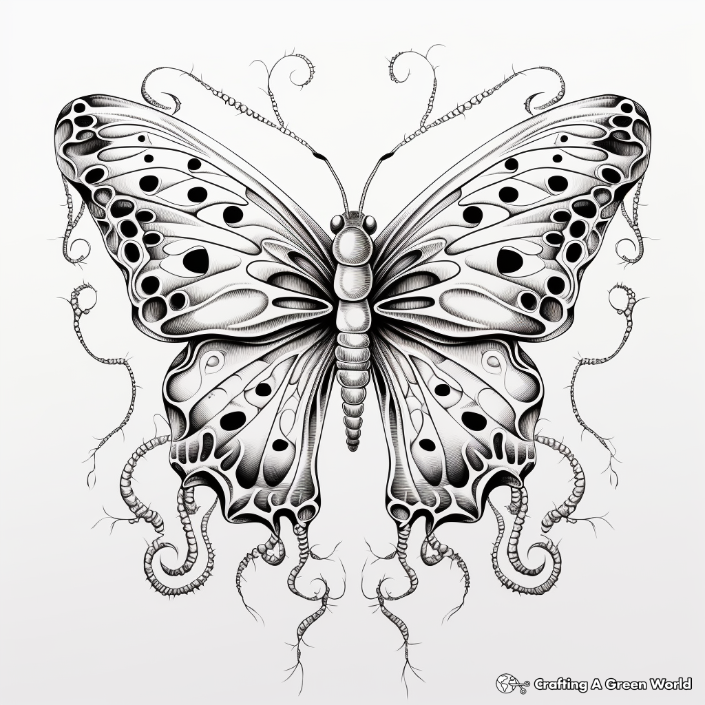 Fascinating Blue Morpho Butterfly Metamorphosis Coloring Pages 4