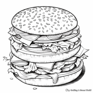 Fascinating Burger Stack Coloring Pages 3