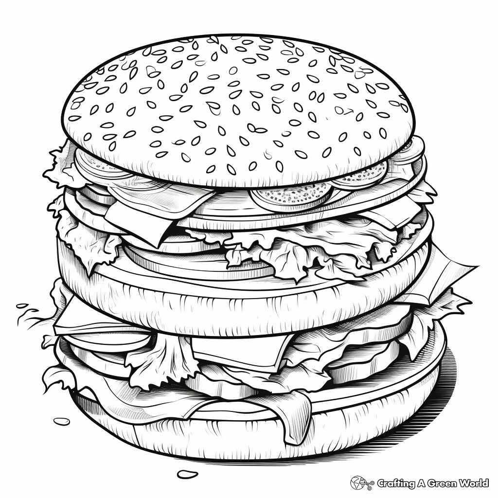 Fascinating Burger Stack Coloring Pages 3