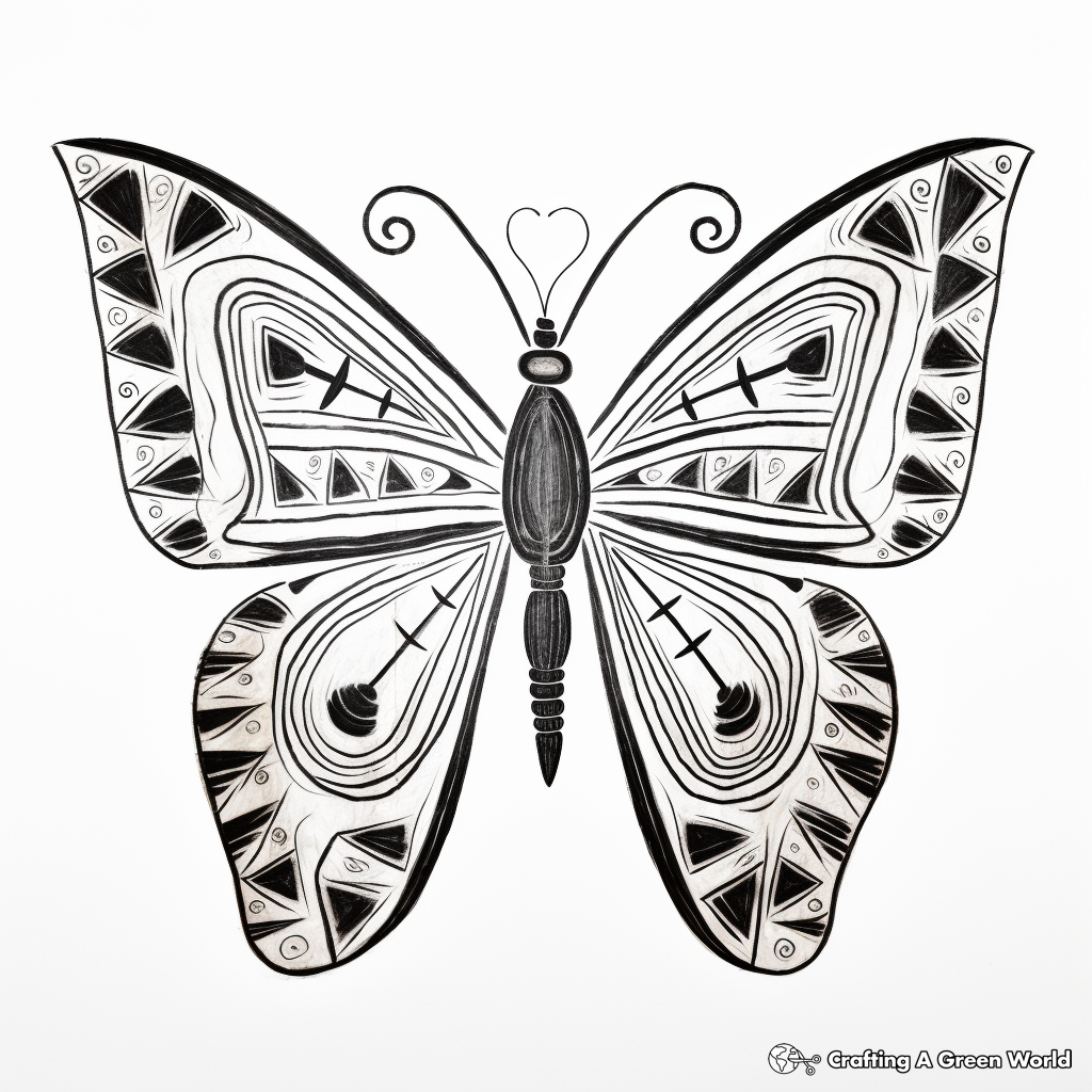 Fascinating Butterfly Amate Bark Painting Coloring Pages 2