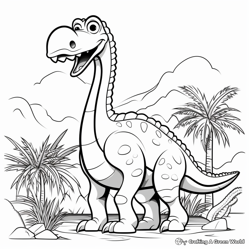 Fascinating Diplodocus Coloring Pages 2