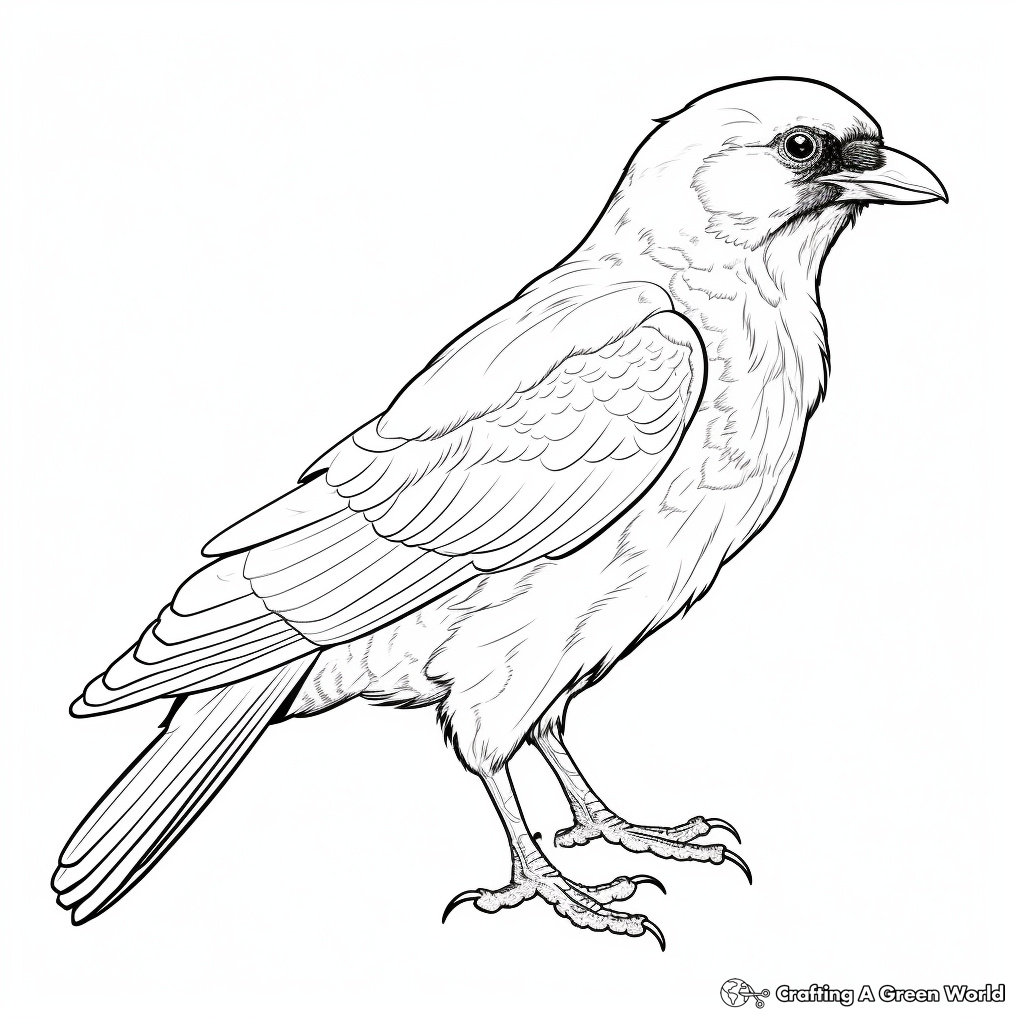 Fascinating Fan-tailed Raven Coloring Pages 1
