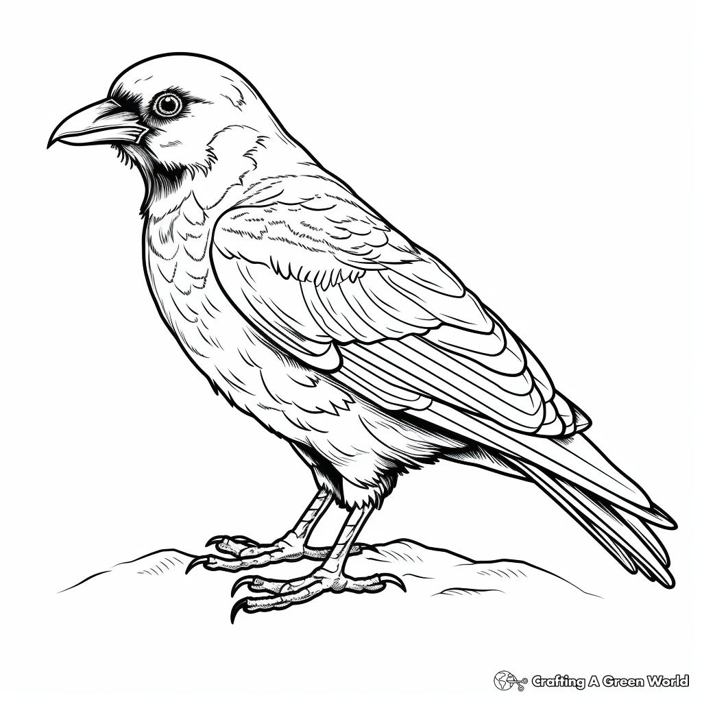 Fascinating Fan-tailed Raven Coloring Pages 2