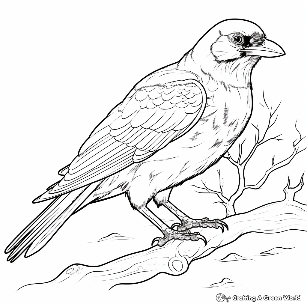 Fascinating Fan-tailed Raven Coloring Pages 3
