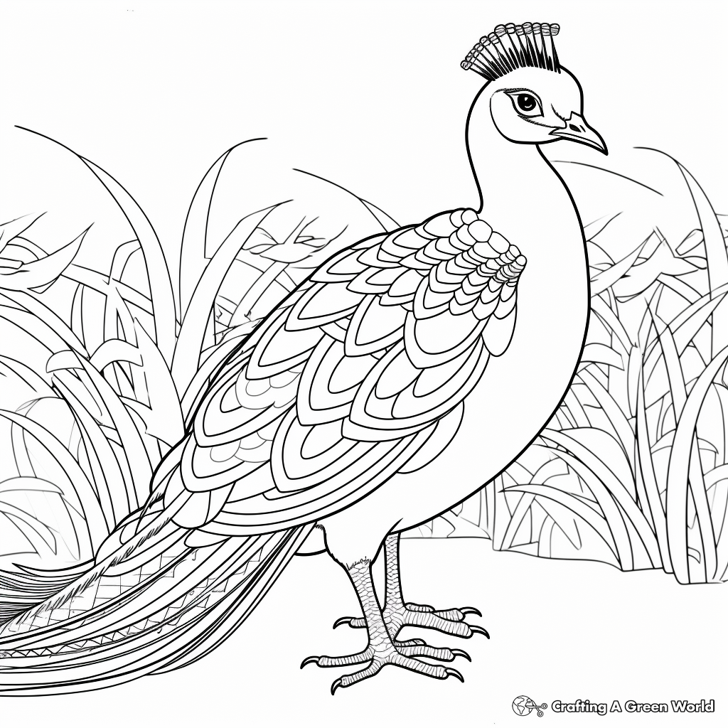 Fascinating Palawan Peacock-Pheasant Coloring Pages 3