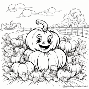 Fascinating Pumpkin Patch Coloring Pages 1