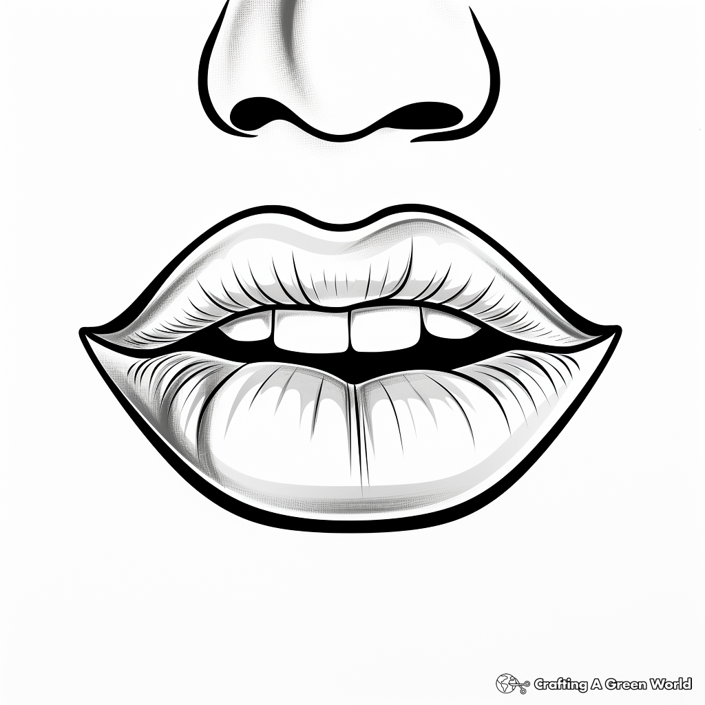 Fashion-Forward Glossy Lips Coloring Pages 4