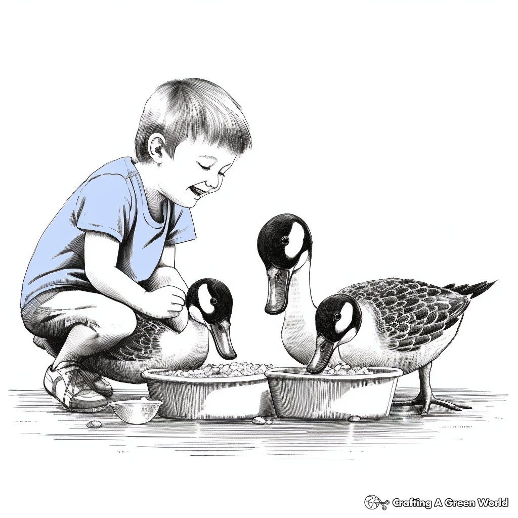 Feeding Canada Geese Coloring Pages for Kids 3