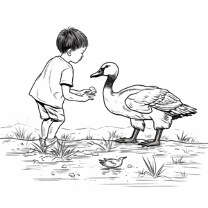Feeding Canada Geese Coloring Pages for Kids 4