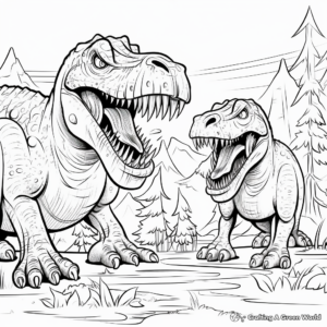 Ferocious Giganotosaurus vs T Rex Coloring Pages 2
