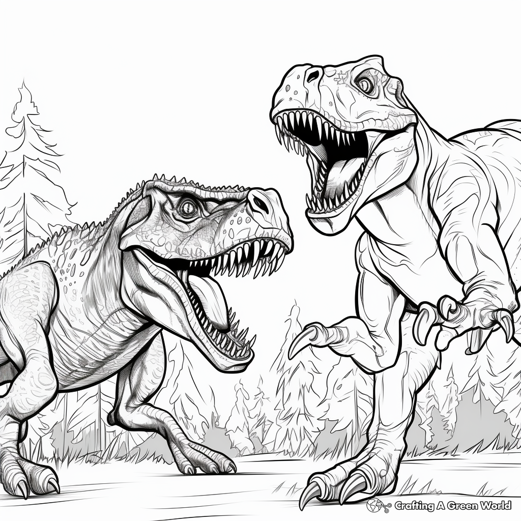Ferocious Giganotosaurus vs T Rex Coloring Pages 4