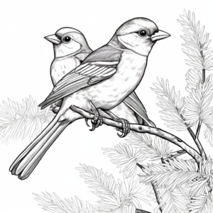 Festive Cardinals in Winter: Seasonal Coloring Pages 4