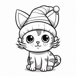 Festive Christmas Cat Kid Coloring Pages 3