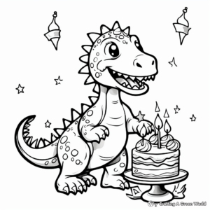 Festive Dinosaur Birthday Party Coloring Pages 1