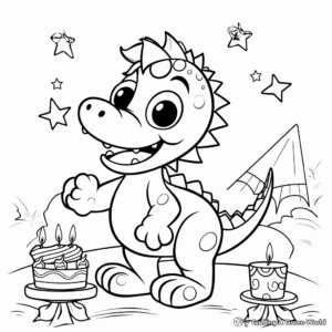 Festive Dinosaur Birthday Party Coloring Pages 3
