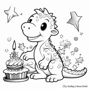 Festive Dinosaur Birthday Party Coloring Pages 4