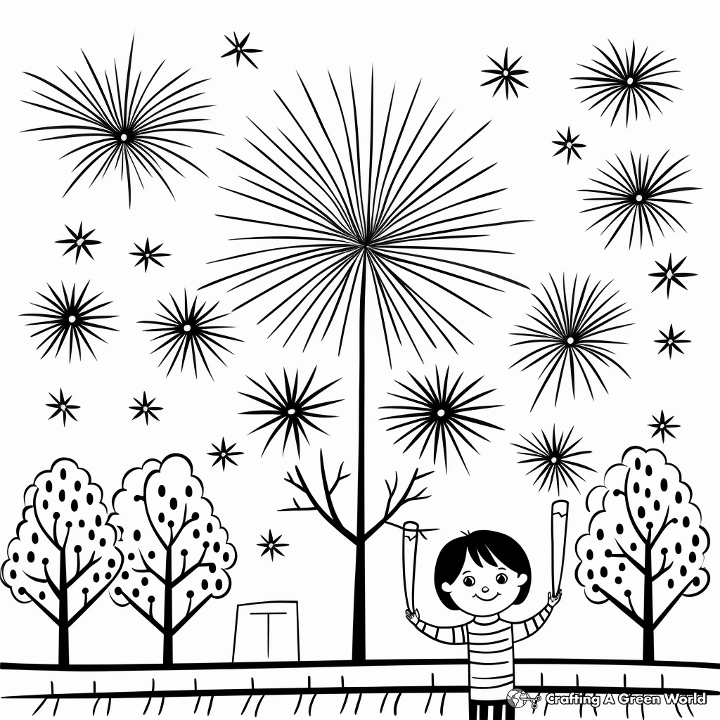 Festive Diwali Fireworks Coloring Pages 4