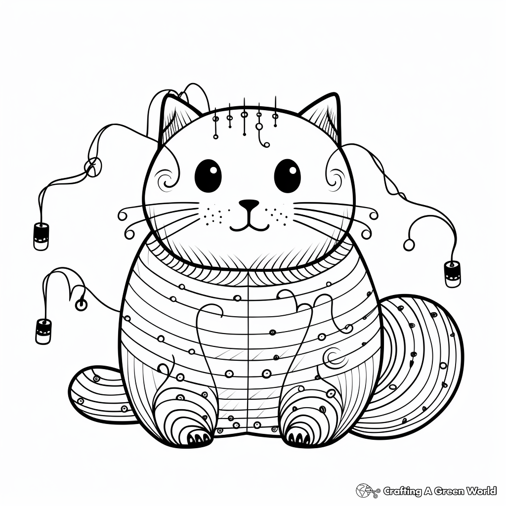 Festive Fat Cat with Christmas Lights Coloring Pages 4