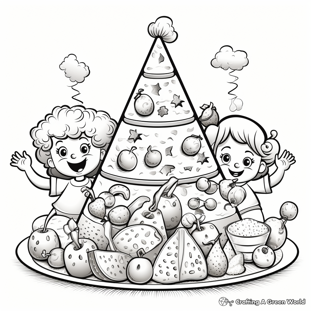 Festive Food Pyramid Coloring Pages 2