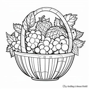Festive Fruit Basket Coloring Pages for Holidays 1