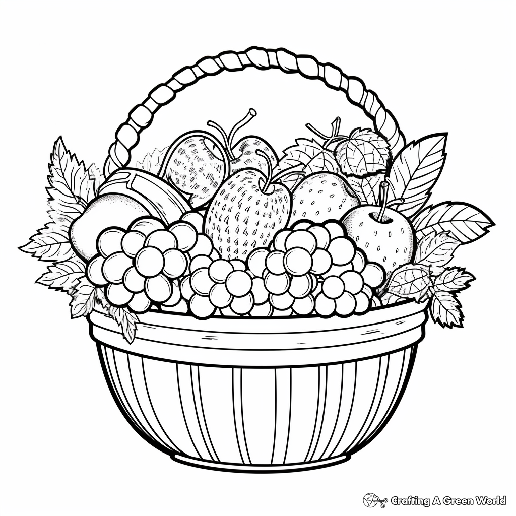 Festive Fruit Basket Coloring Pages for Holidays 2