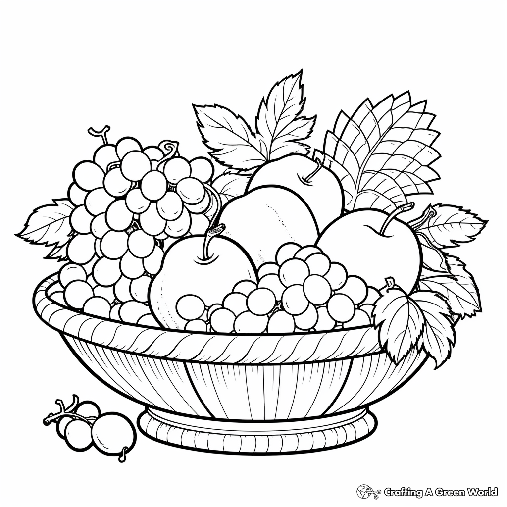 Festive Fruit Basket Coloring Pages for Holidays 4