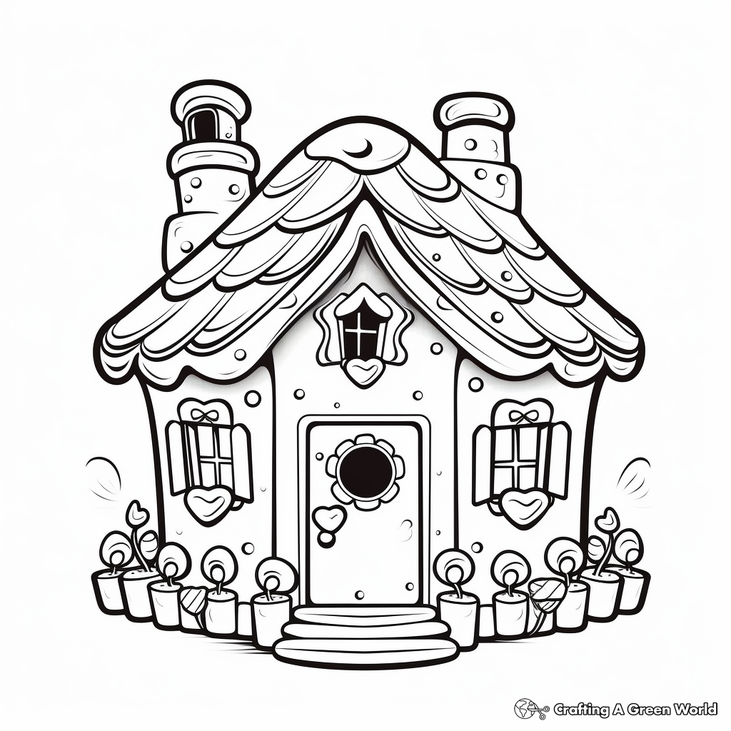 Festive Gingerbread House Coloring Pages 1