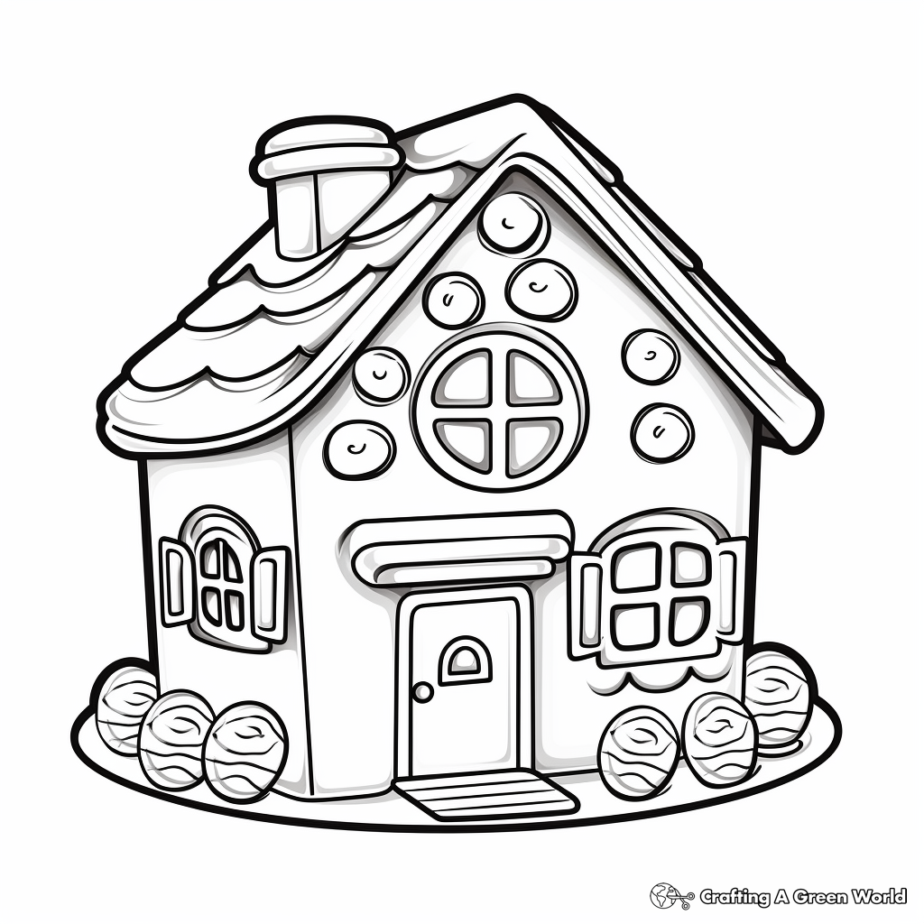 Festive Gingerbread House Coloring Pages 2