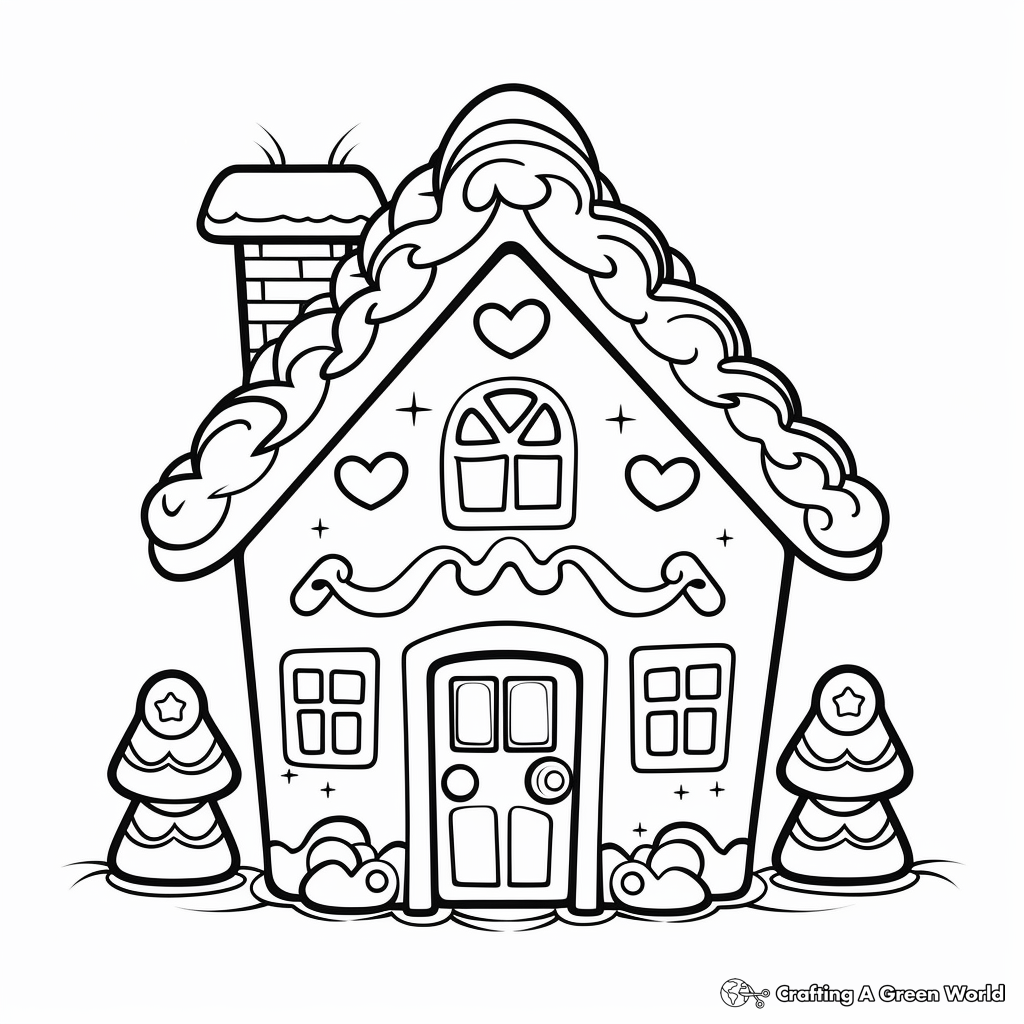 Festive Gingerbread House Coloring Pages 3