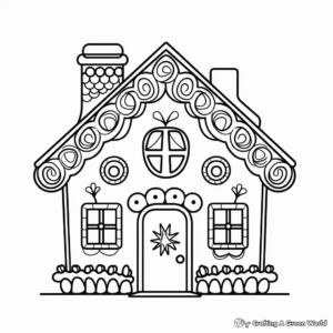 Festive Gingerbread House Coloring Pages 4