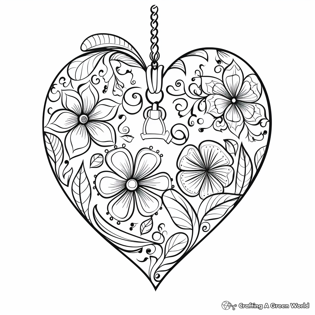 Festive Heart-Shaped Christmas Ornaments Coloring Pages 2