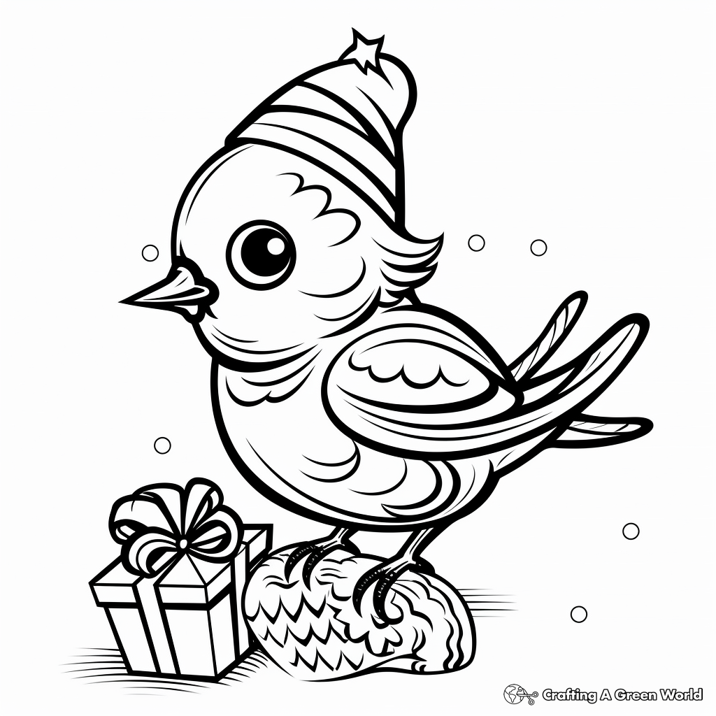 Festive Mockingbird Christmas Theme Coloring Pages 4
