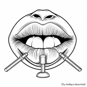 Festive Party Blower Lips Coloring Pages 3