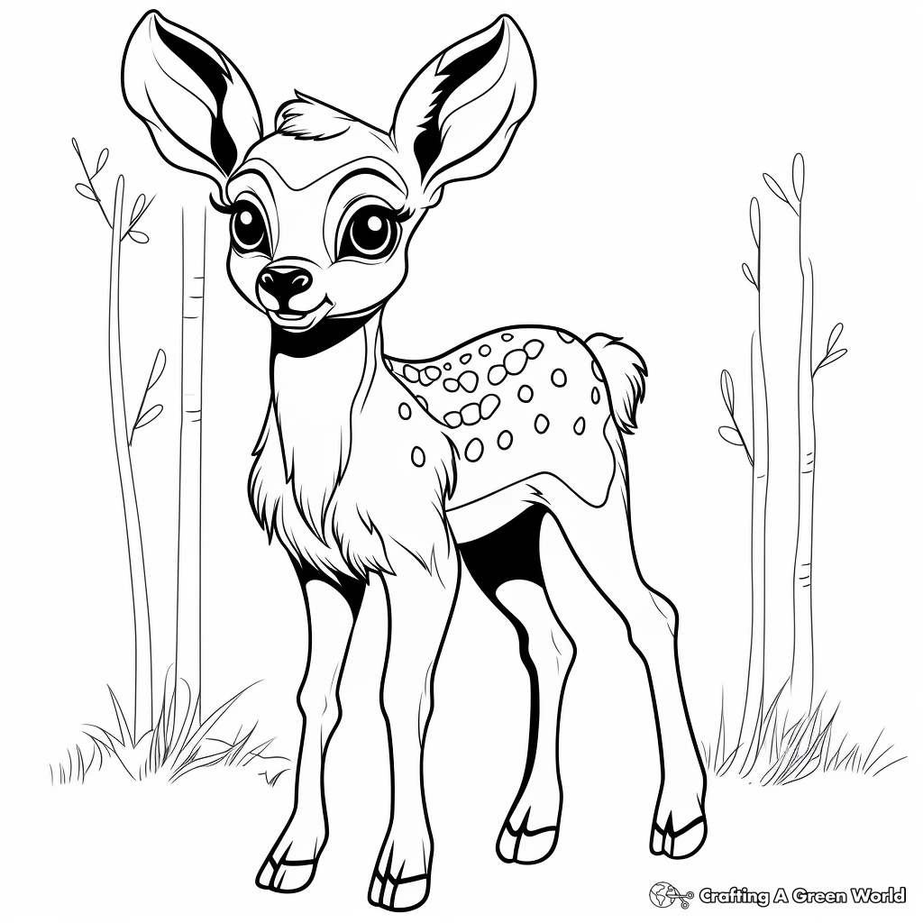 Fetching Baby Fawn Coloring Pages 1