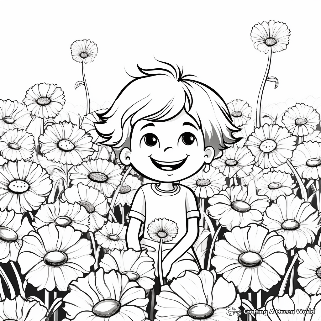 Field of Poppies Flower Coloring Pages for Relaxation 2