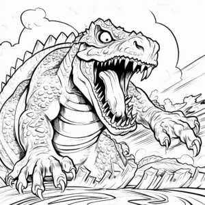 Fierce Amargasaurus Fighting Scene Coloring Pages 2