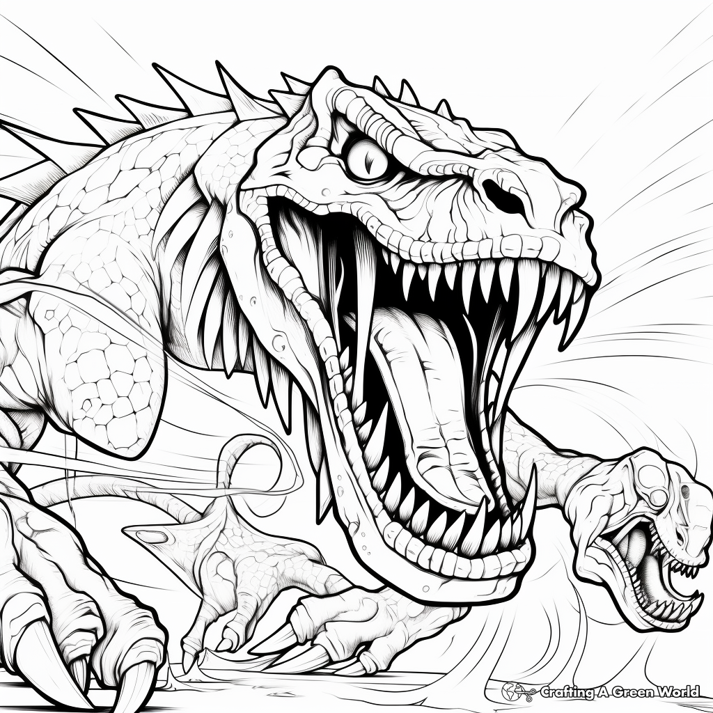 Fierce Amargasaurus Fighting Scene Coloring Pages 3