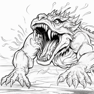 Fierce Amargasaurus Fighting Scene Coloring Pages 4