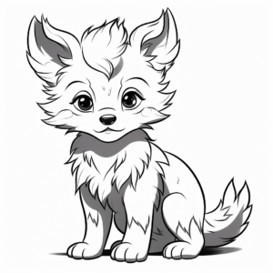 Fierce Anime Wolf Pup Coloring Pages 1