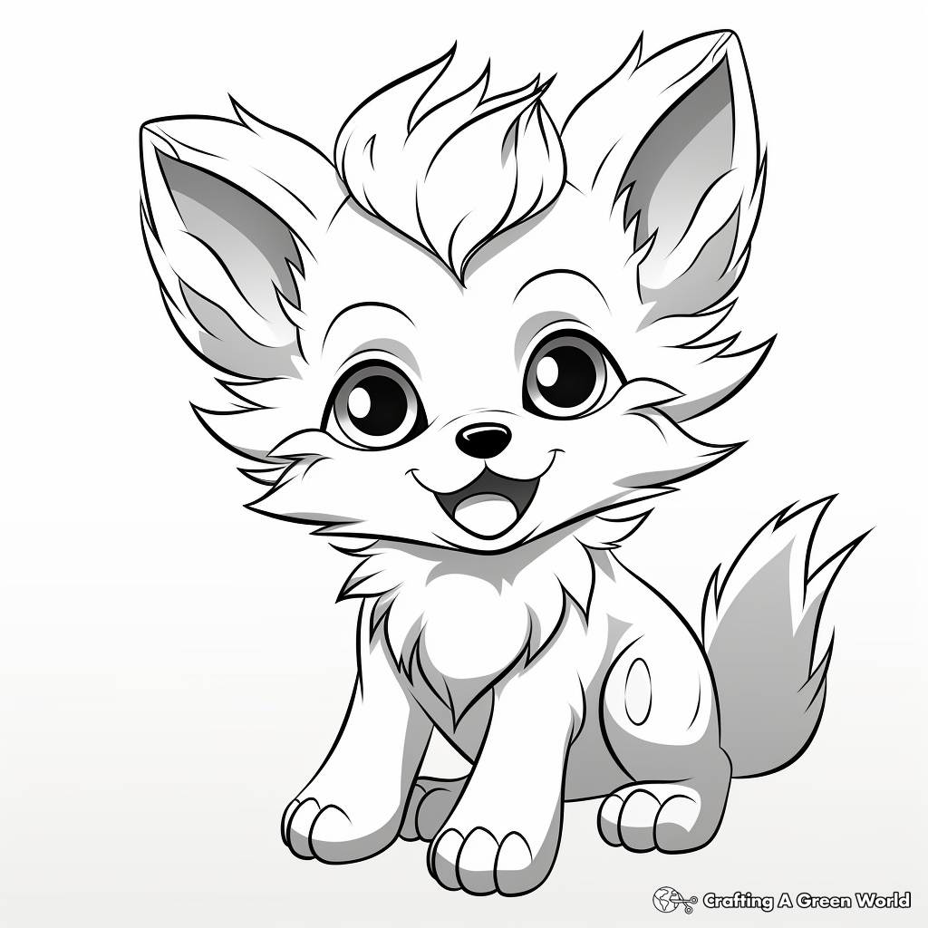 Fierce Anime Wolf Pup Coloring Pages 2
