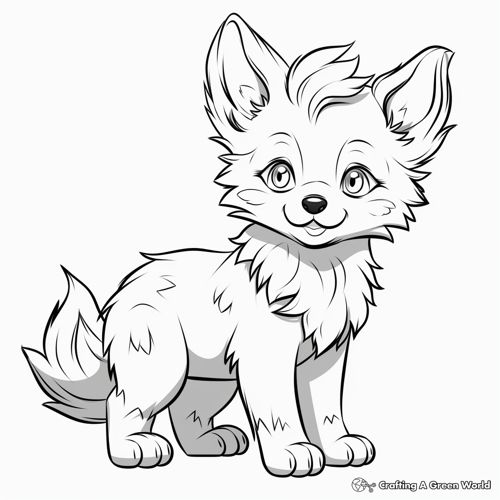 Fierce Anime Wolf Pup Coloring Pages 3