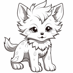Fierce Anime Wolf Pup Coloring Pages 4