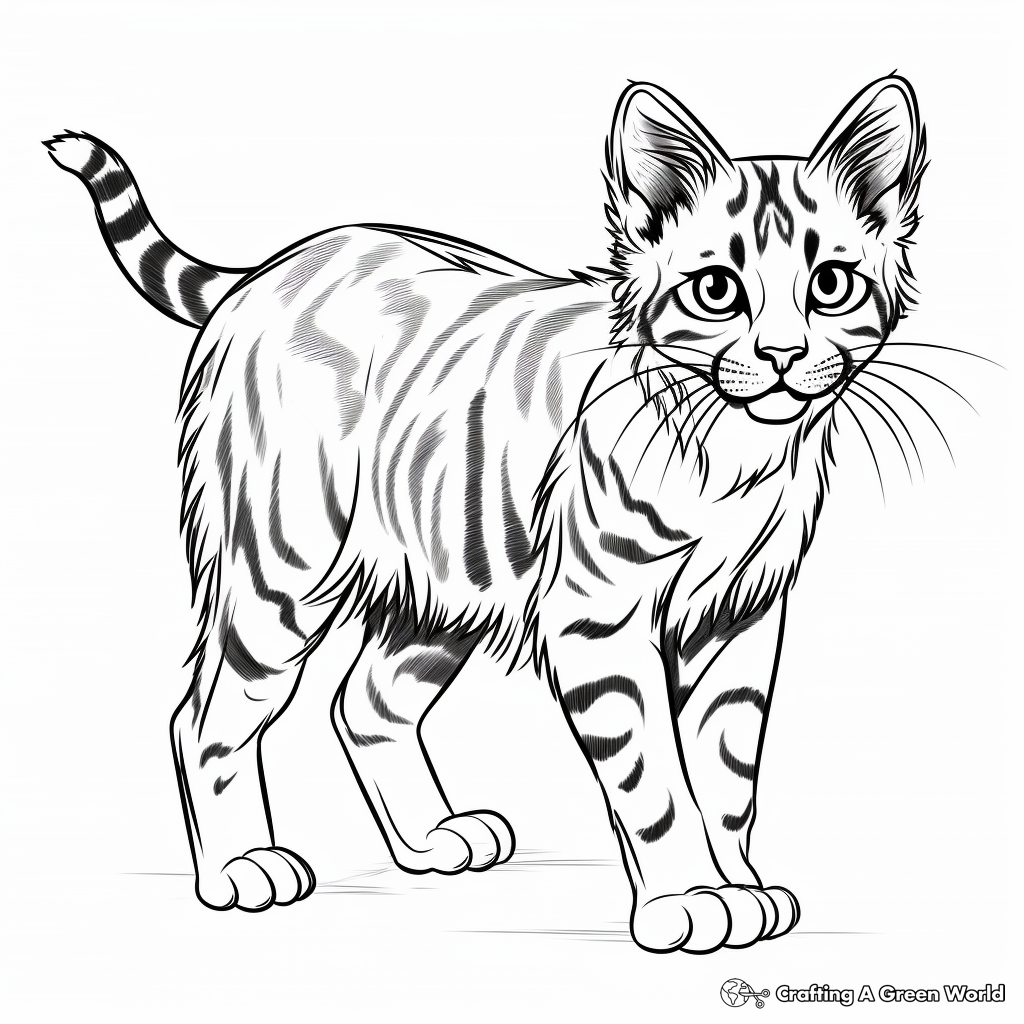Fierce Bengal Cat Coloring Pages 1