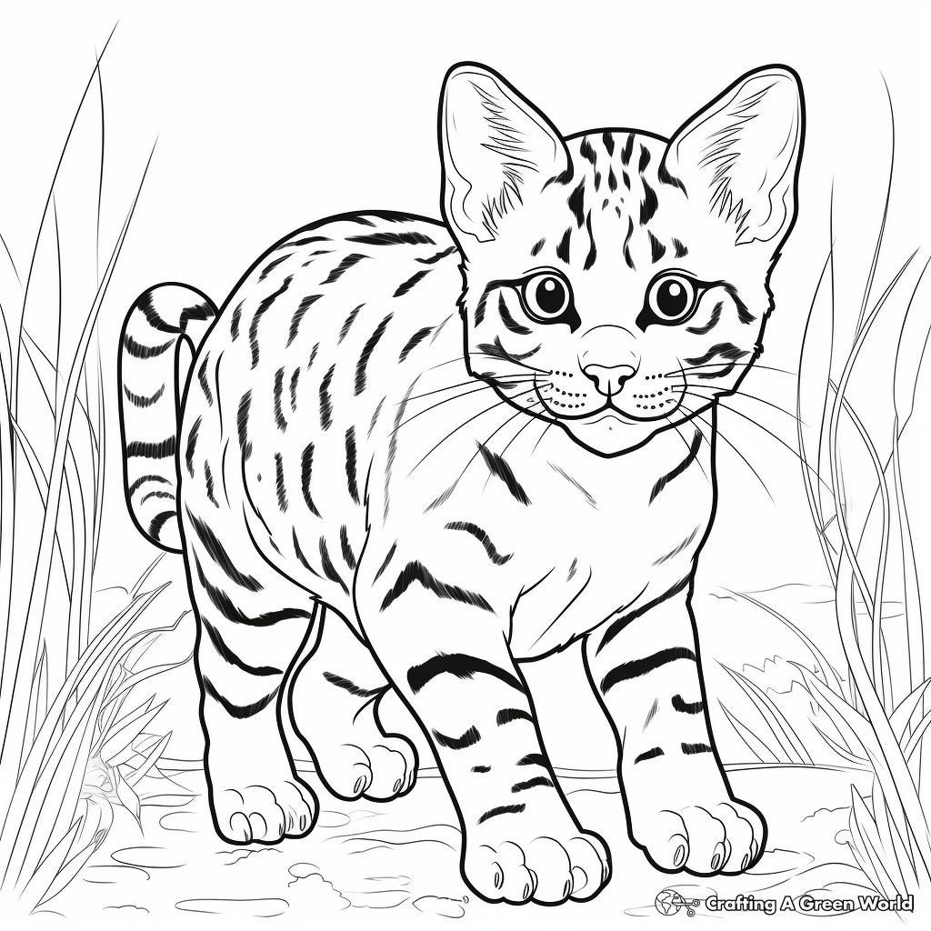 Fierce Bengal Cat Coloring Pages 3